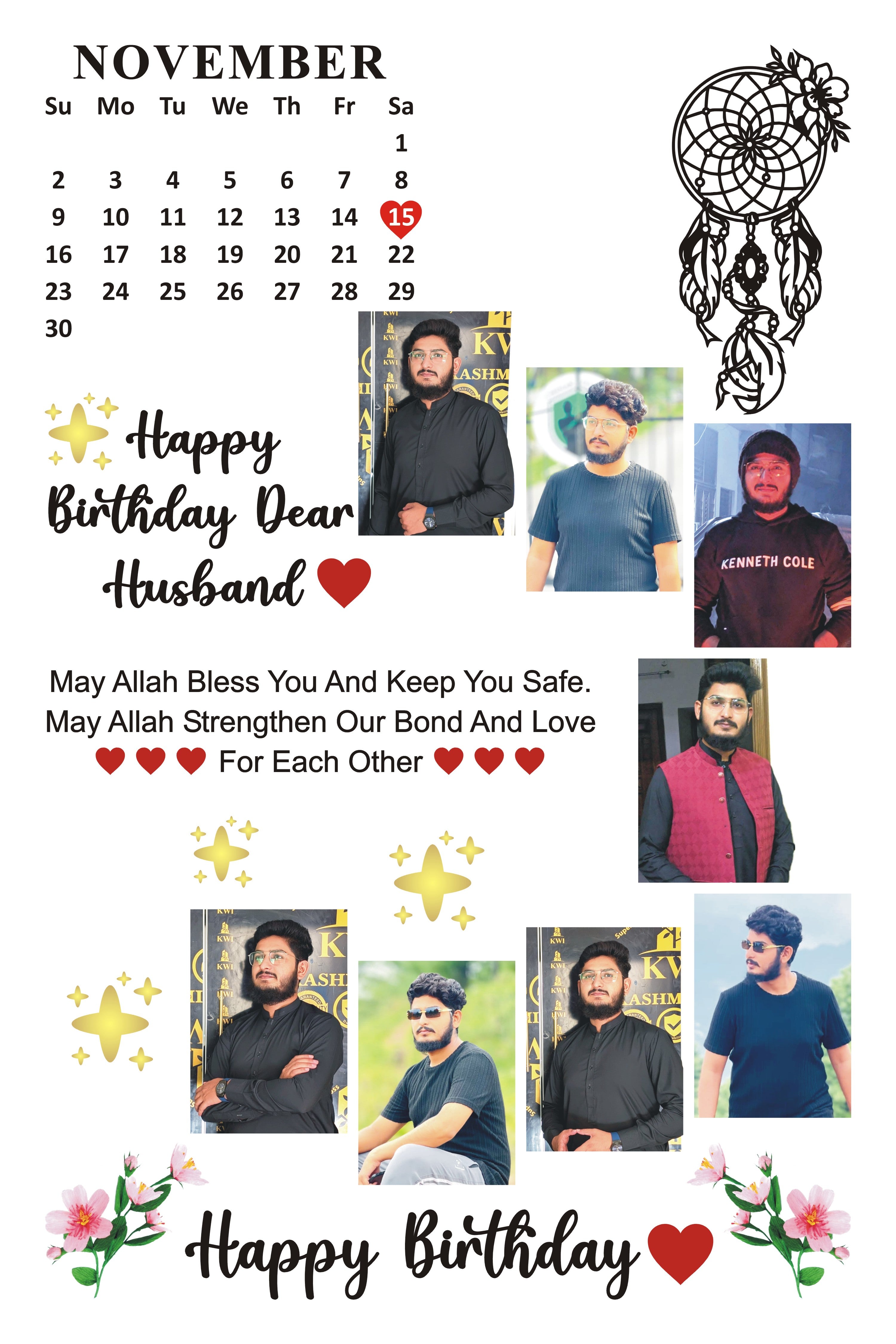 Personalized Birthday Calendar Photo Frame – Custom Gift for Him | July Birthday Frame