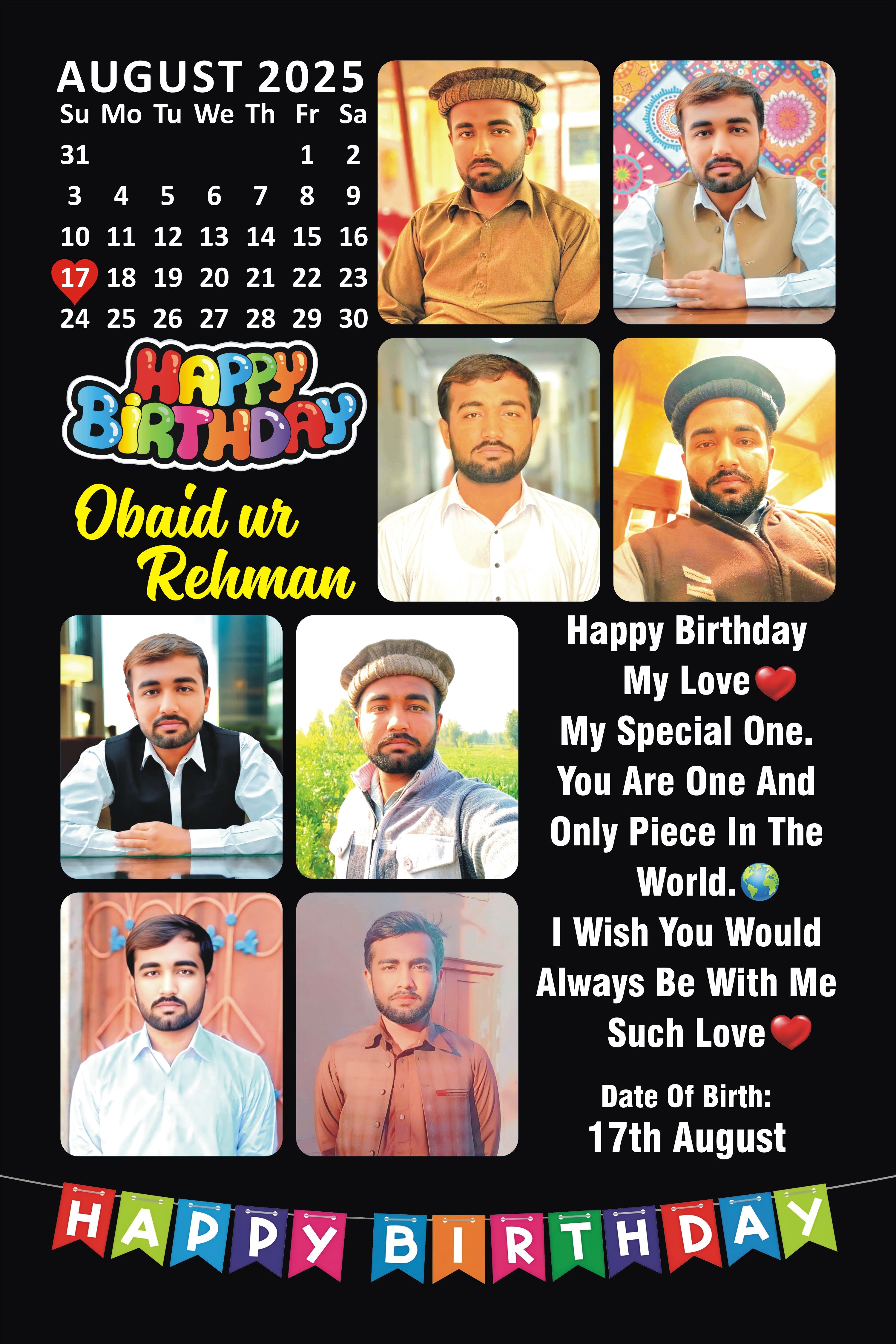 Personalized Birthday Calendar Photo Frame – Custom Gift for Him | July Birthday Frame