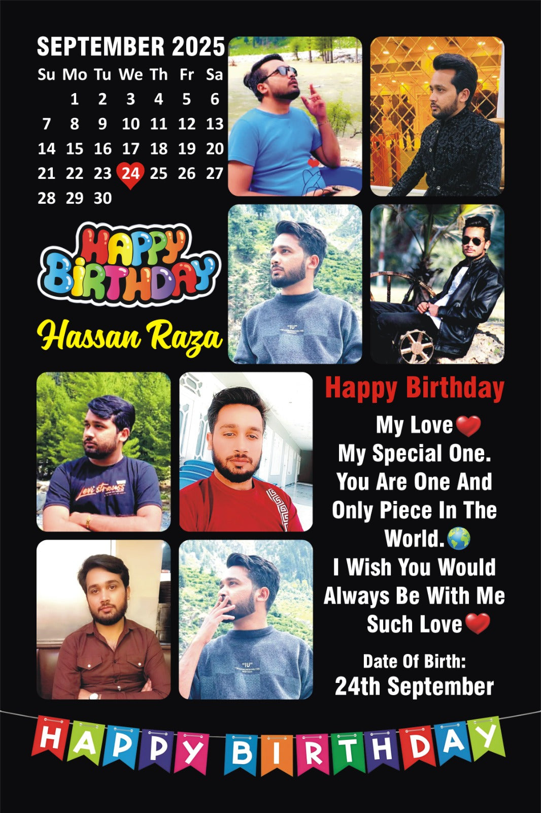 Personalized Birthday Calendar Photo Frame – Custom Gift for Him | July Birthday Frame