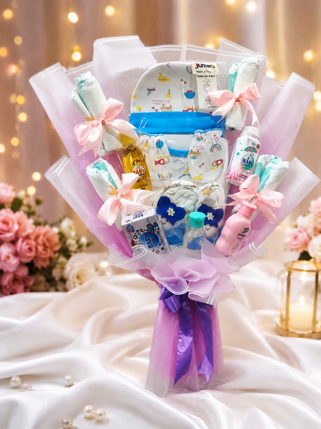 Luxury Baby Gift Bouquet Set – Premium Newborn Welcome Gift (Pink Theme)