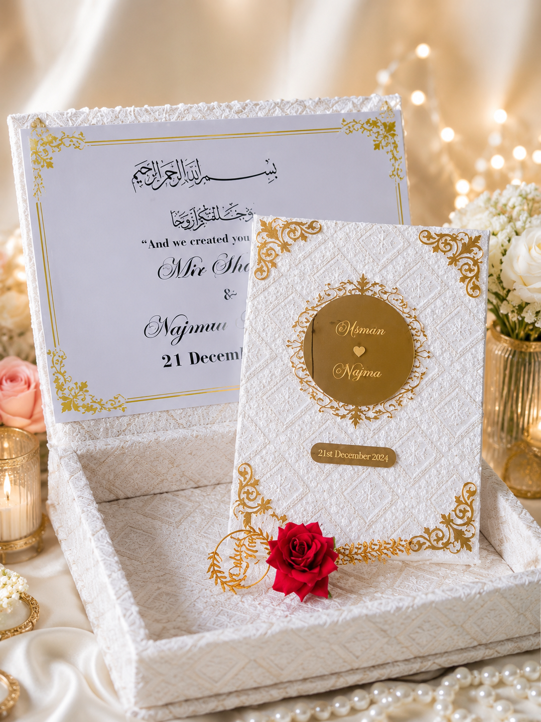 Luxury Personalized Nikah Nama Box – Premium Wedding Certificate Gift Set