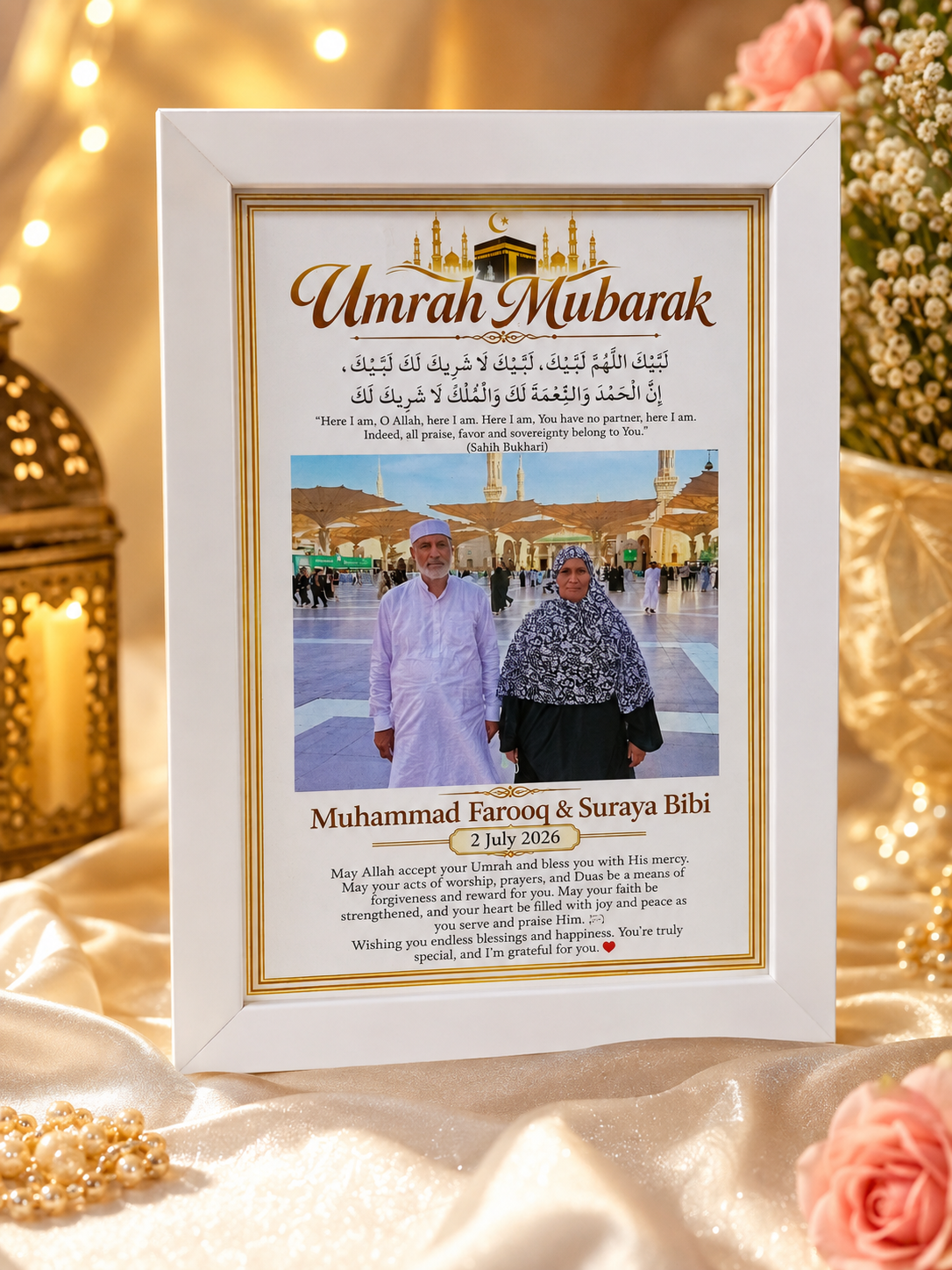 Personalized Umrah Mubarak Photo Frame – Islamic Gift for Loved Ones