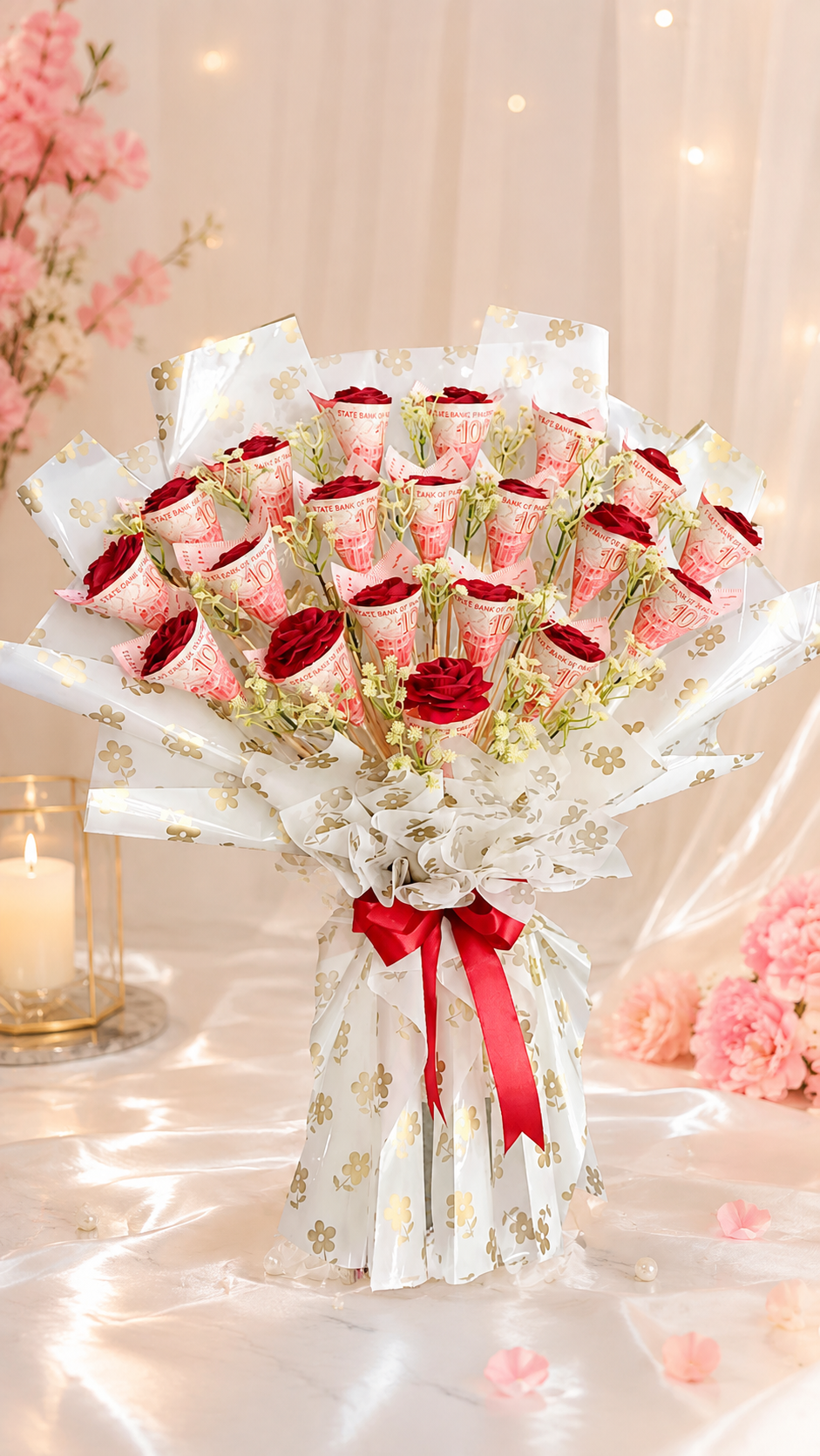 Luxury Money Rose Bouquet – Elegant Cash & Red Rose Gift