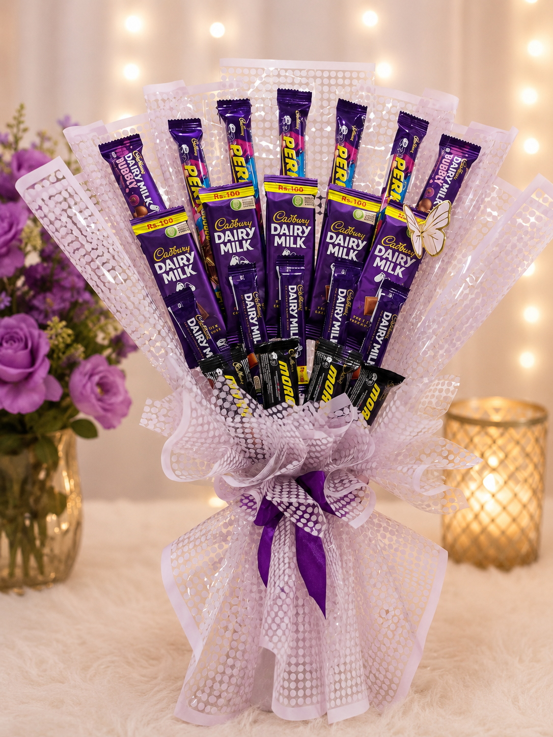 Premium Cadbury Chocolate Bouquet – Purple Gift Arrangement