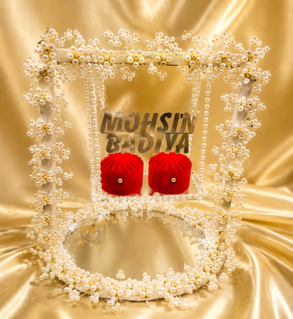 Personalized Pearl Wedding Ring Holder Swing – Luxury Engagement Ring Display