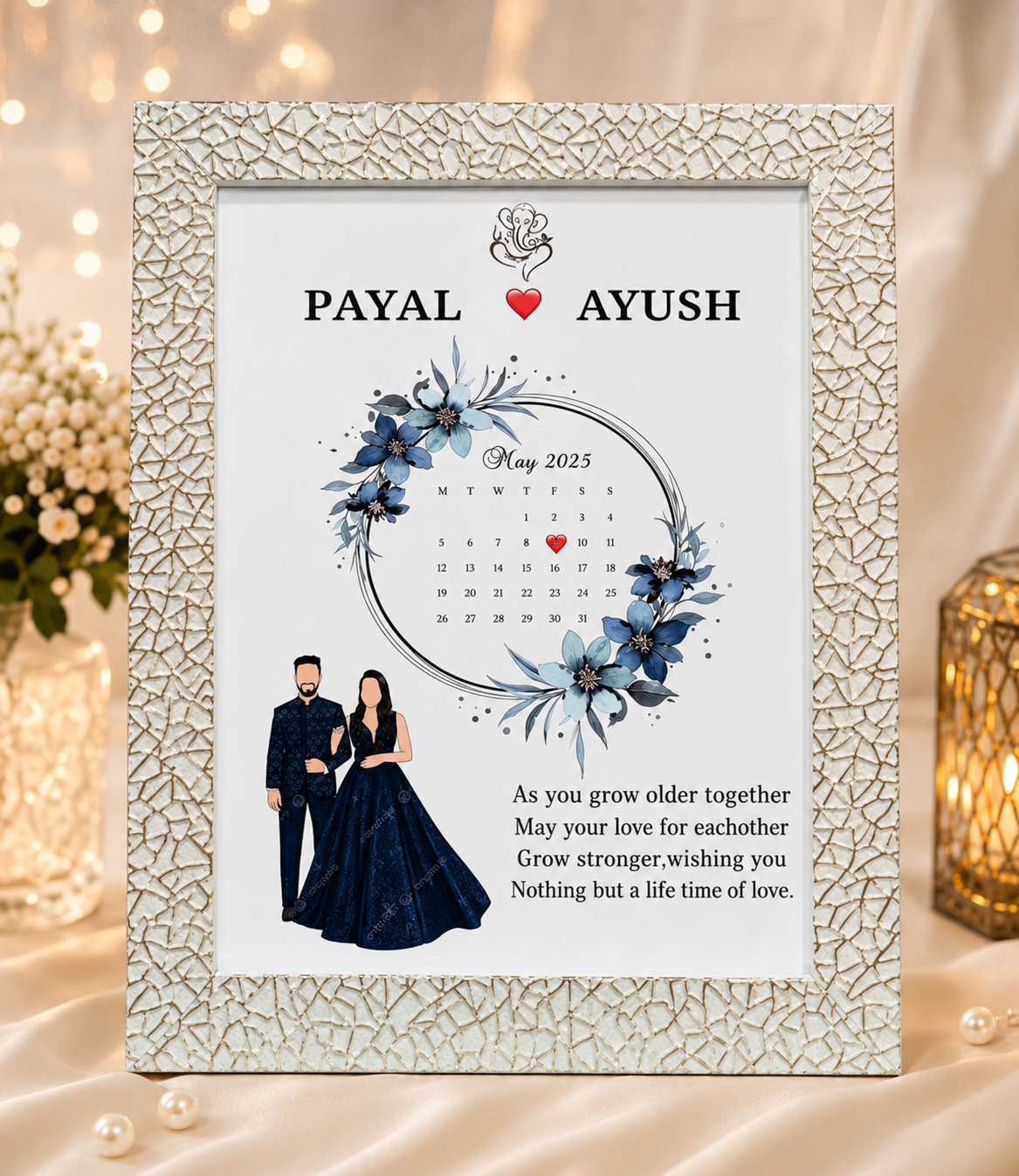 Personalized Couple Calendar Frame – Custom Anniversary & Wedding Gift
