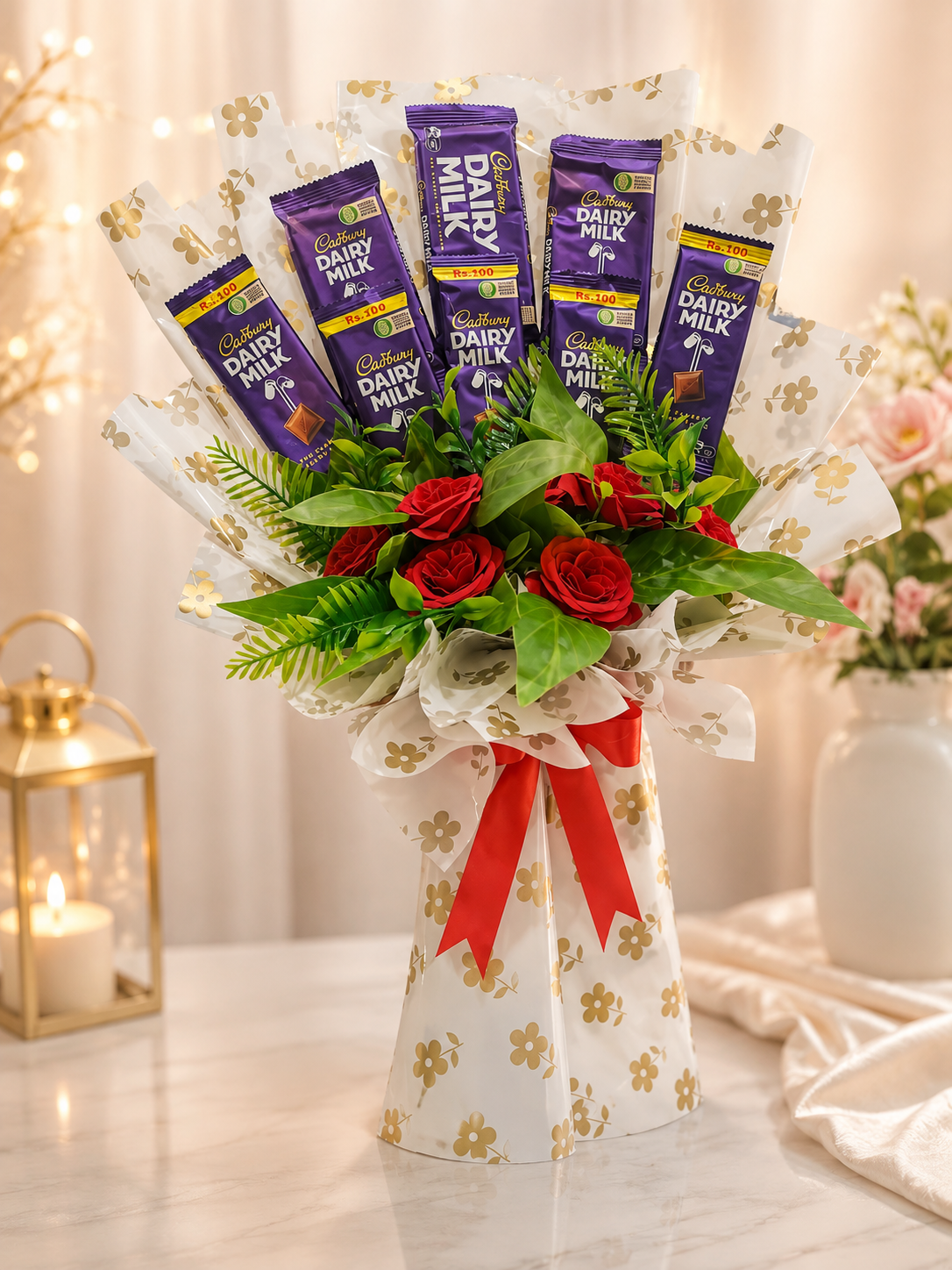 Cadbury Dairy Milk Chocolate Bouquet with Red Roses – Premium Gift Arrangement