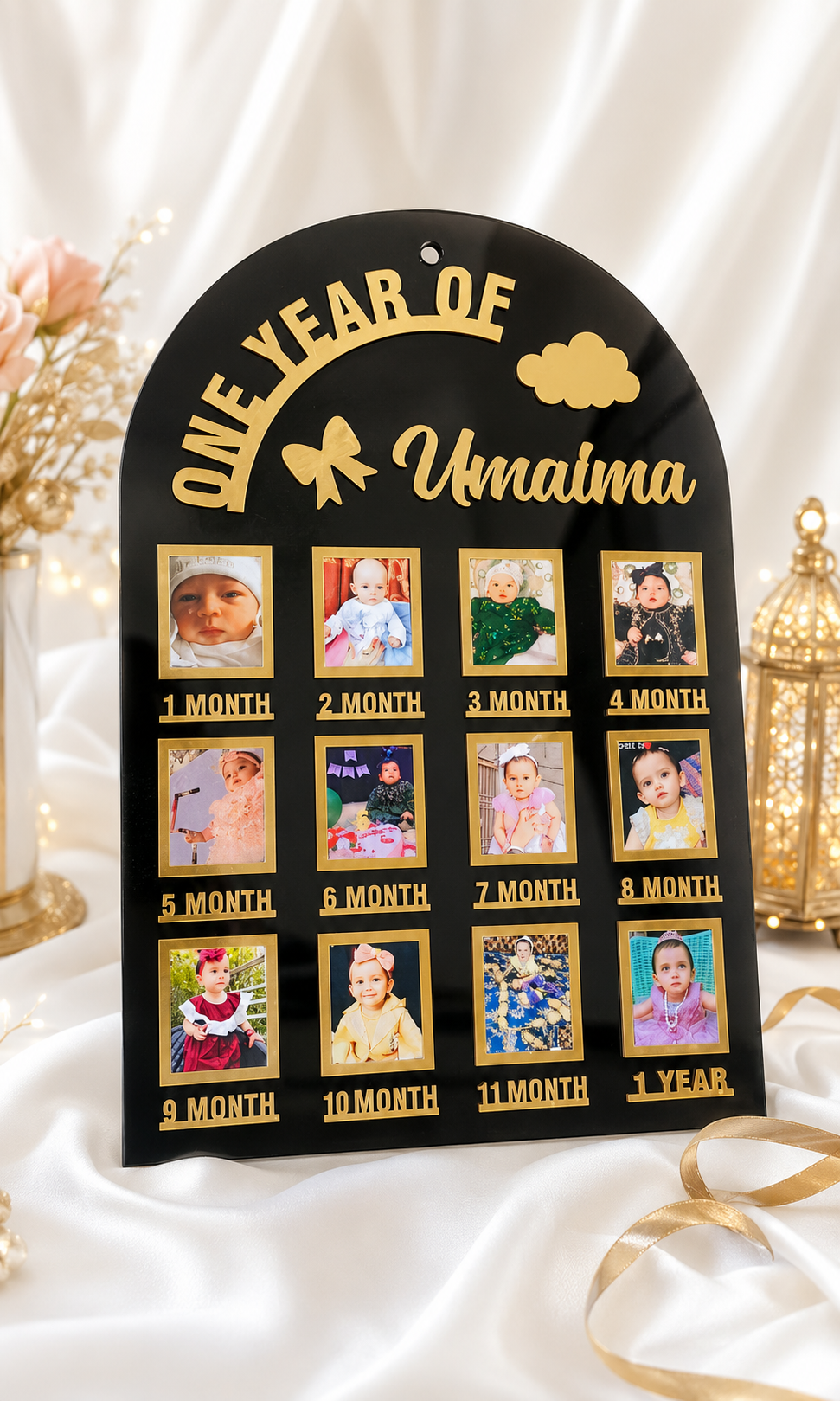 One Year Baby Milestone Photo Frame – Personalized First Year Memory Board