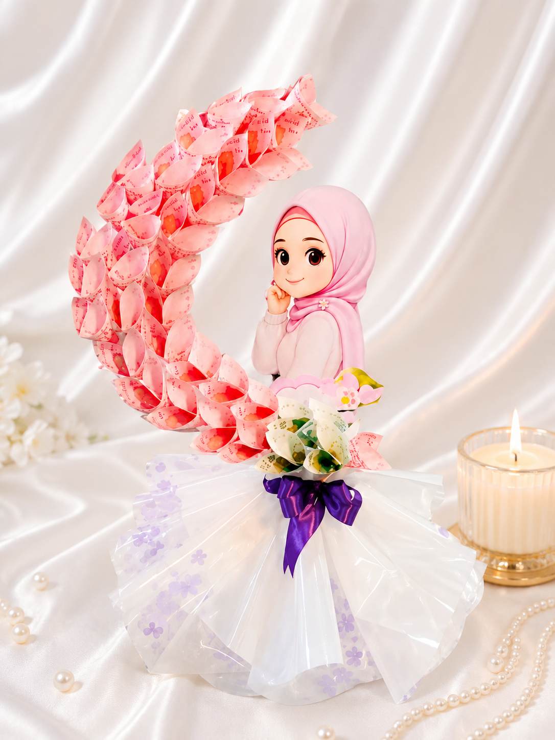 Personalized Hijab Girl Moon Money Bouquet