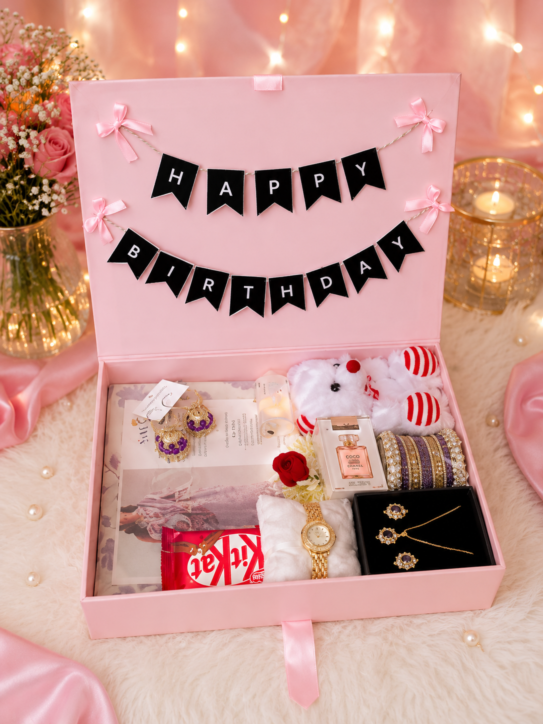 Luxury Pink Birthday Gift Box for Her | Customized Surprise Hamper