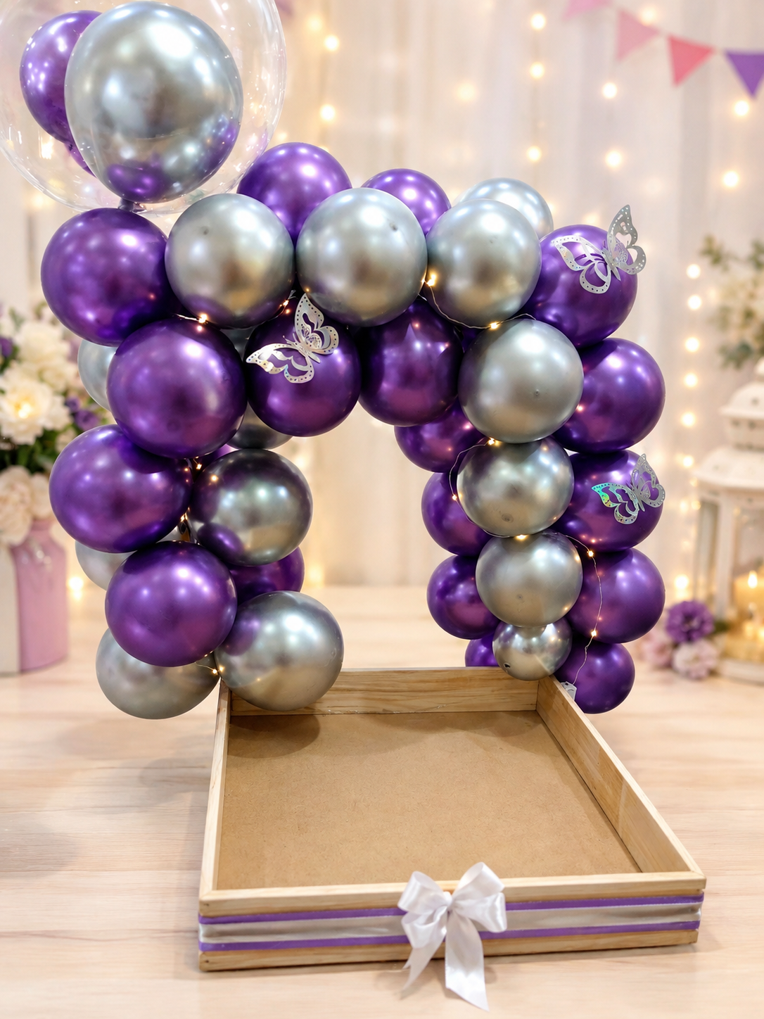 Purple & Silver Balloon Arch Display Stand